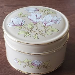 Vintage Sadler Porcelain Floral Magnolia Trinket Box Made in England